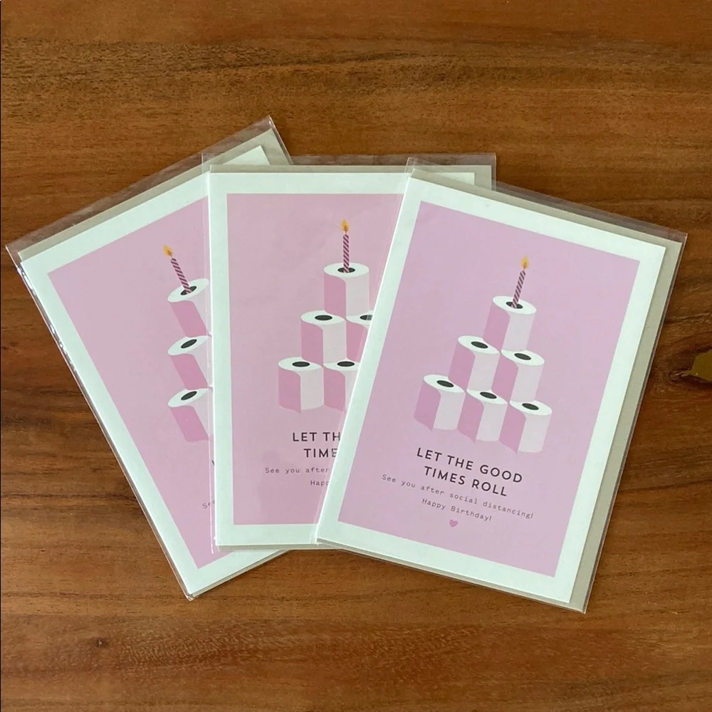 Boutique Stationary Happy Birthday Cards x 3 Sorry You’re sick on your birthday